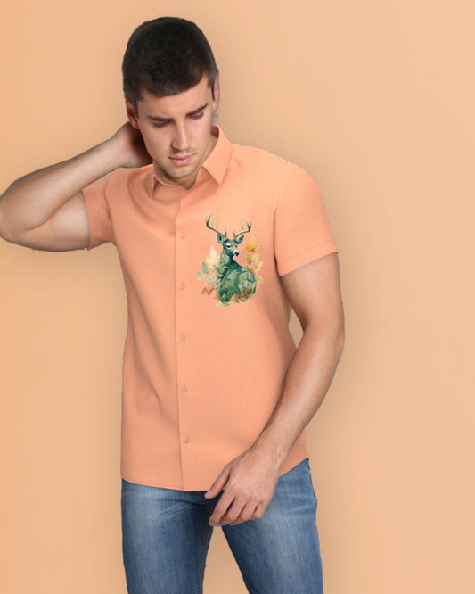 Animal Printed Sandstone Half Sleeves Shirt