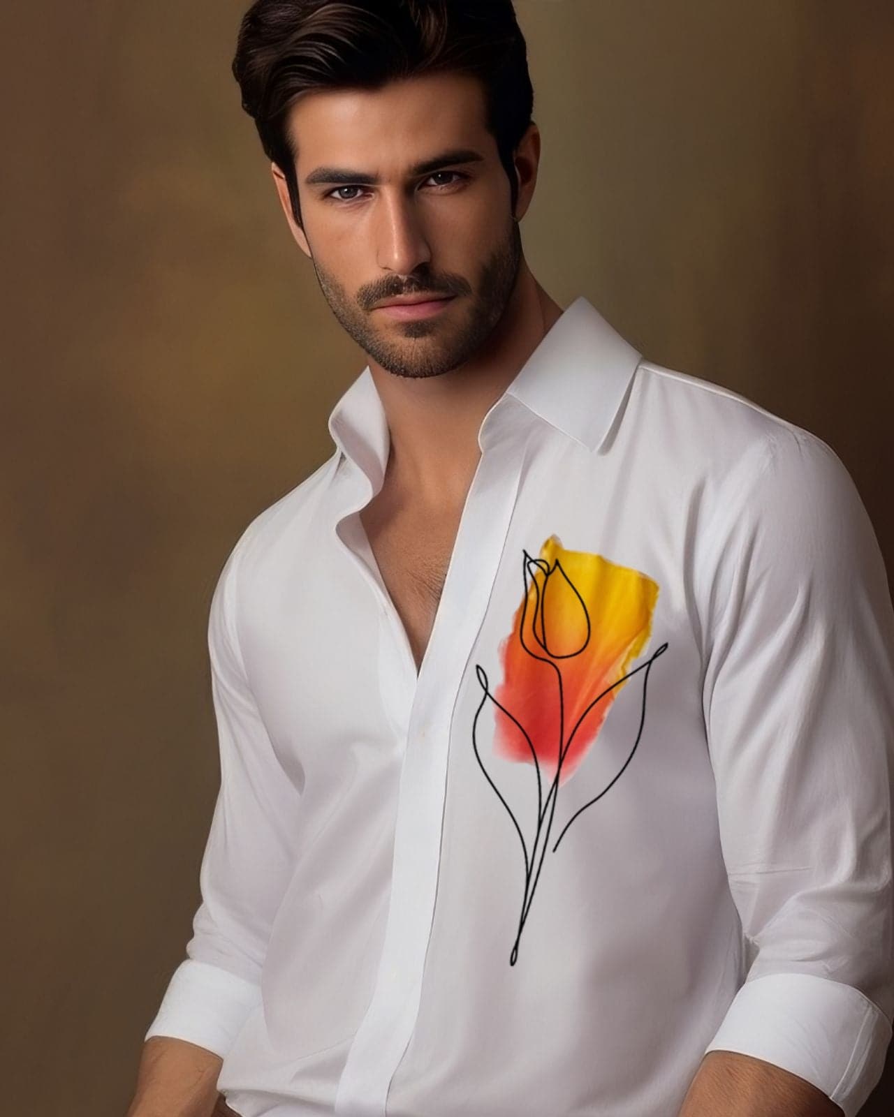 White Tulip Printed Cotton Shirt