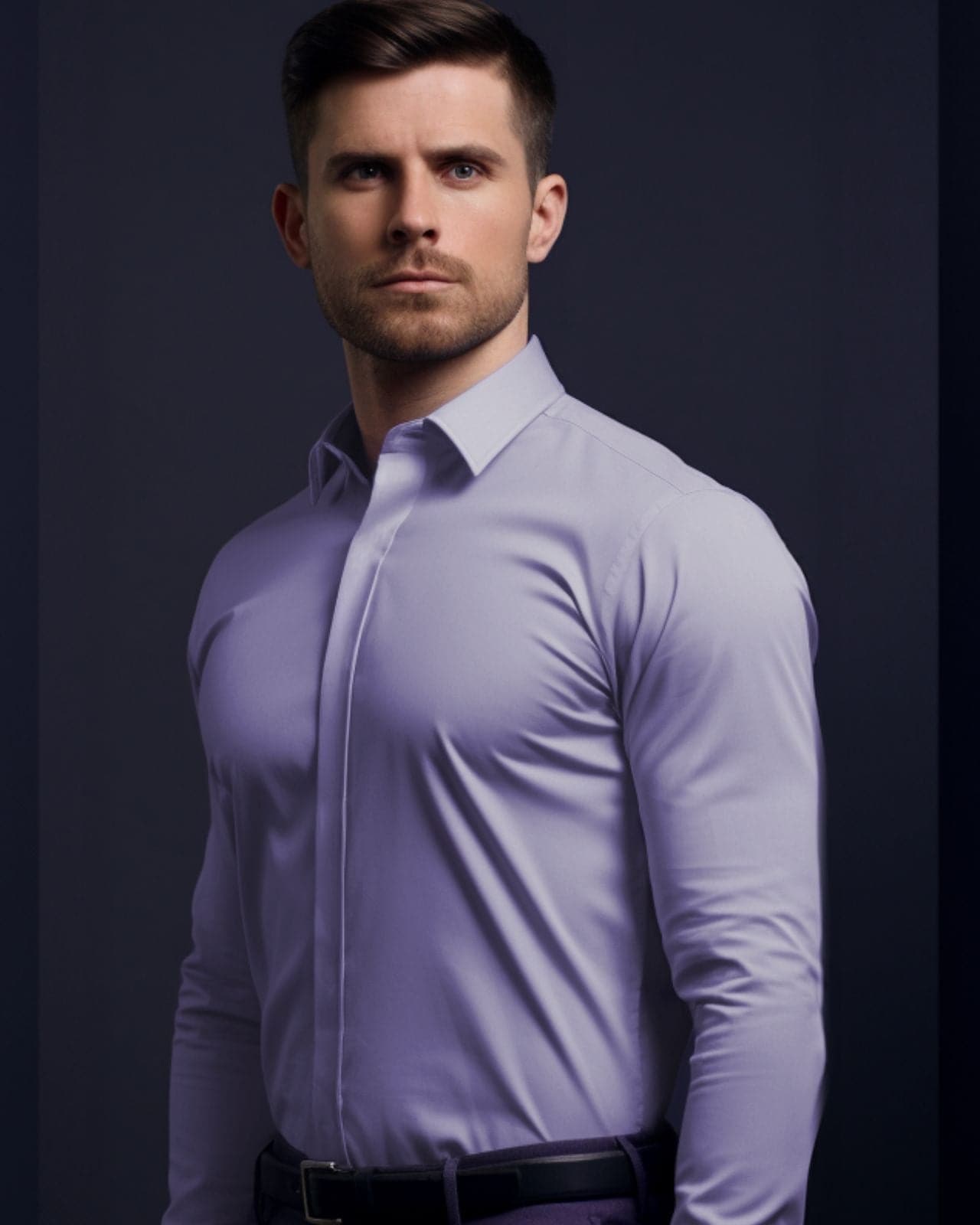 Concealed Placket Lilac Shirt
