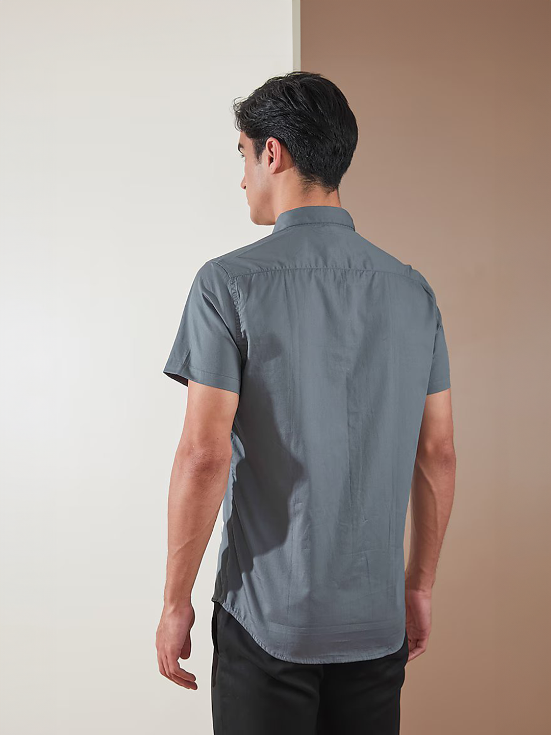 Printed Smart Casual Grey Shirt