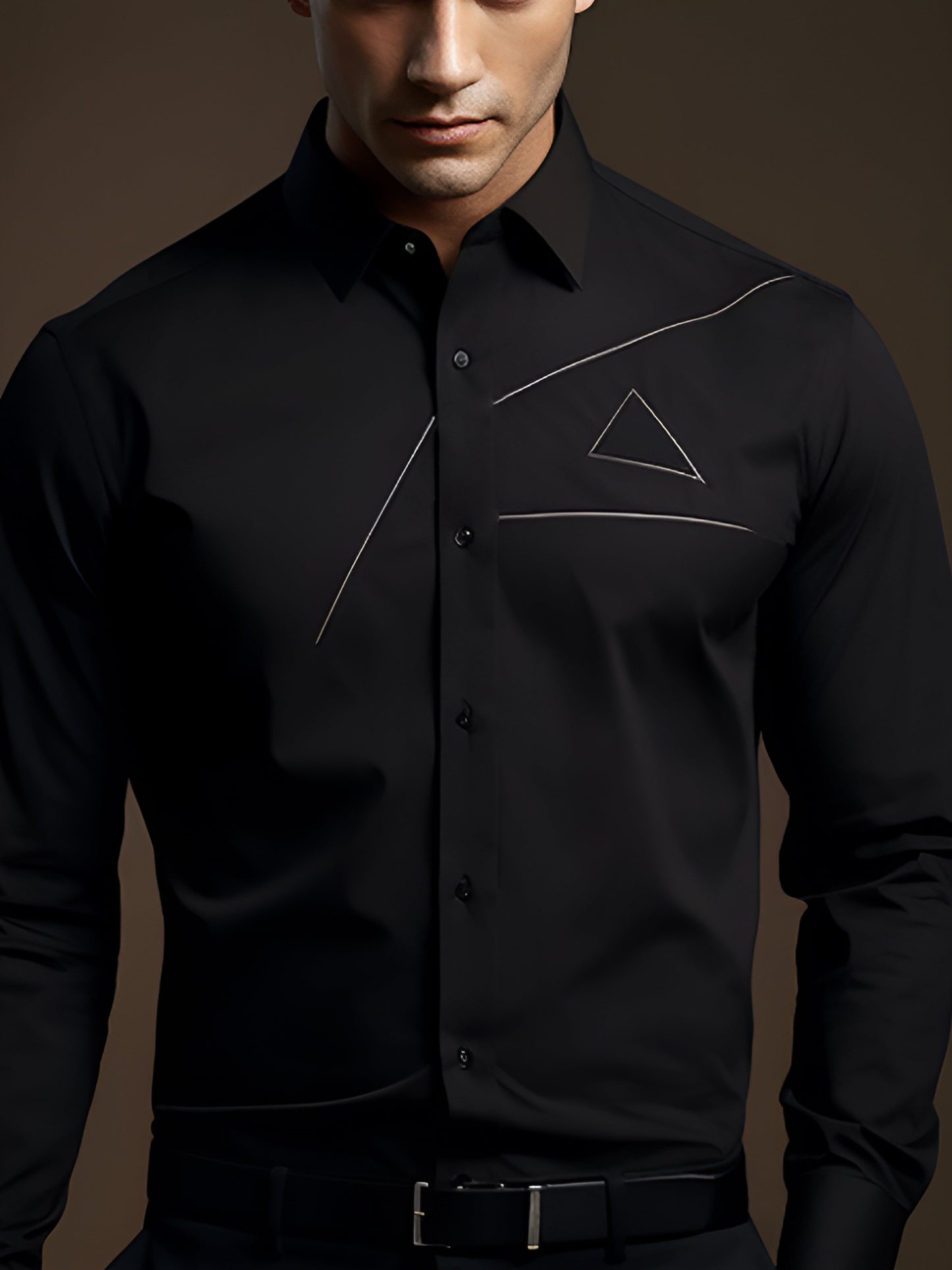 Embroidered Spread Collar Cotton Formal Shirt