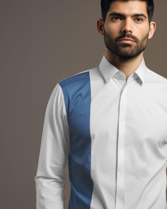 Colourblocked Formal White Shirt - HE SPOKE - For Men