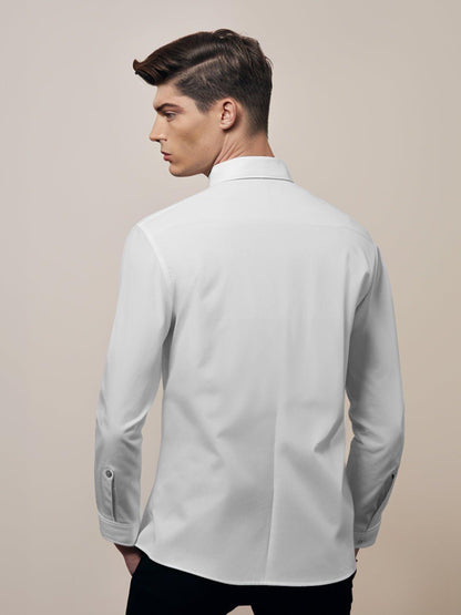 Colourblocked Formal White Shirt - HE SPOKE - For Men