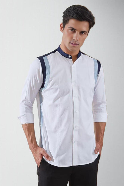 Colourblocked Formal White Shirt - HE SPOKE - For Men