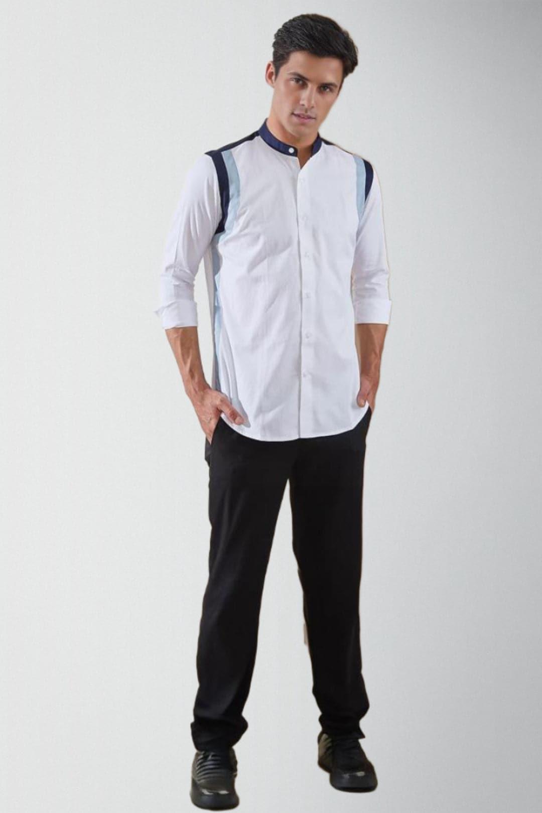 Colourblocked Formal White Shirt - HE SPOKE - For Men