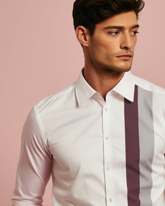 Colourblocked Formal White Shirt - HE SPOKE - For Men