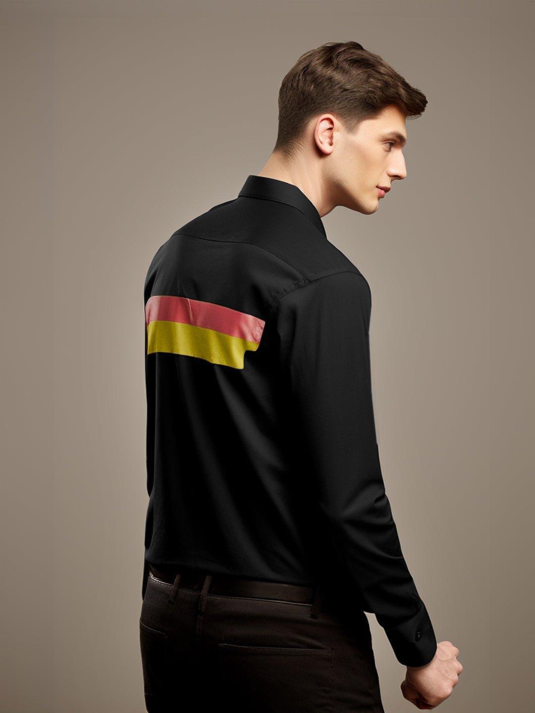 Colourblocked Party Wear Black Shirt - HE SPOKE - For Men