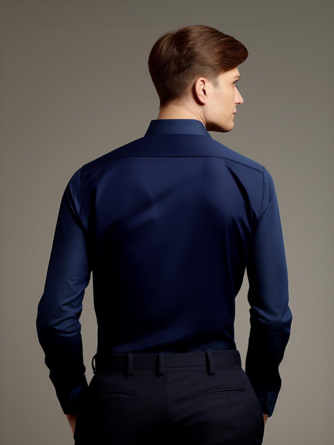 Colourblocked Party Wear Navy Shirt - HE SPOKE - For Men