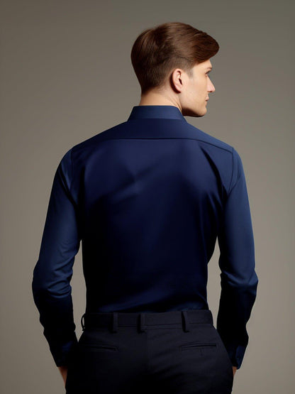 Colourblocked Party Wear Navy Shirt - HE SPOKE - For Men