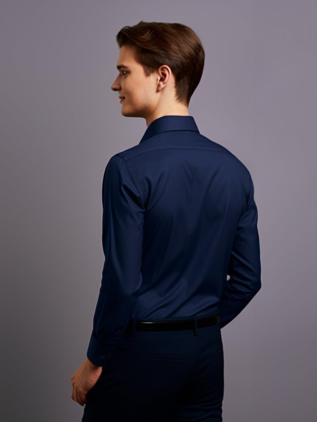 Colourblocked Party Wear Navy Shirt - HE SPOKE - For Men