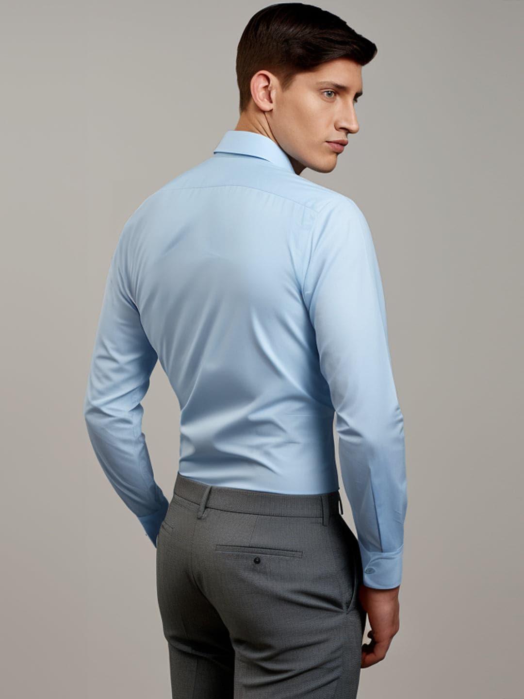 Colourblocked Semi Formal Blue Shirt - HE SPOKE - For Men