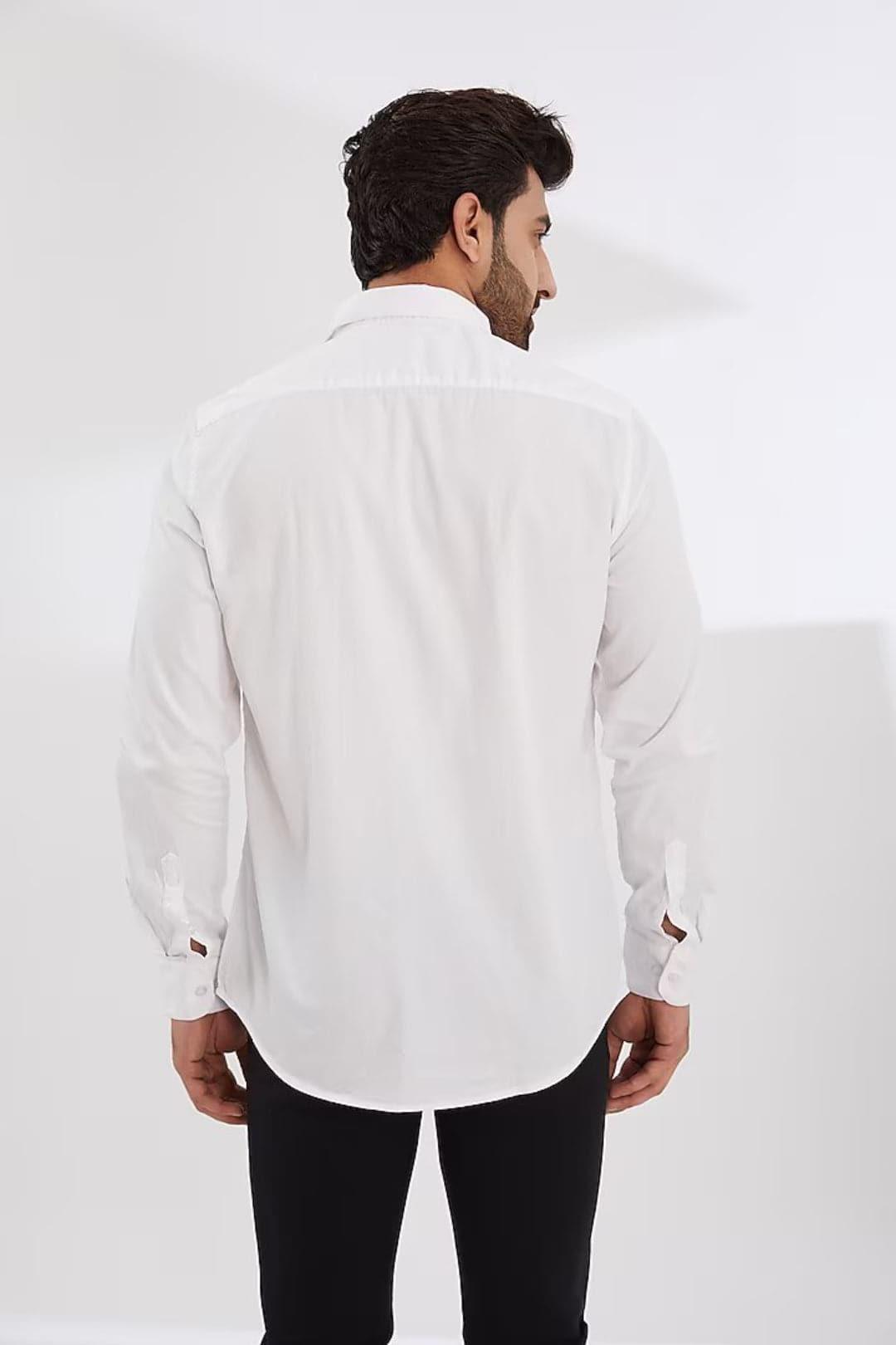 Colourblocked Semi Formal White Shirt - HE SPOKE - For Men