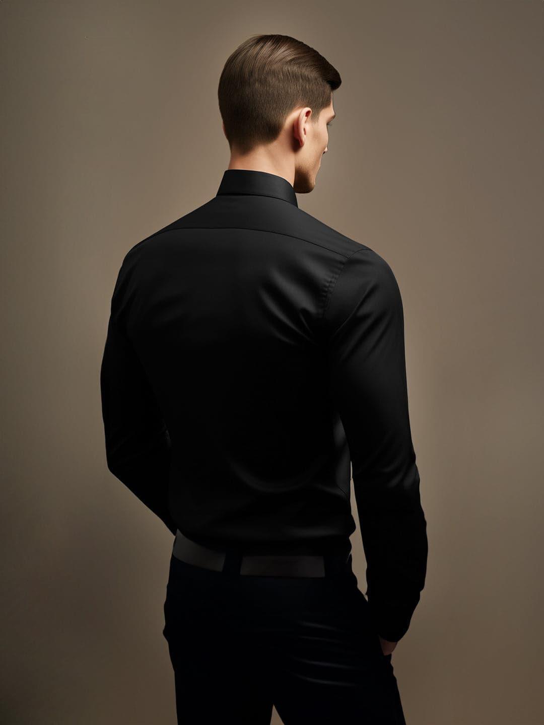 Colourblocked Smart Casual Black Shirt - HE SPOKE - For Men