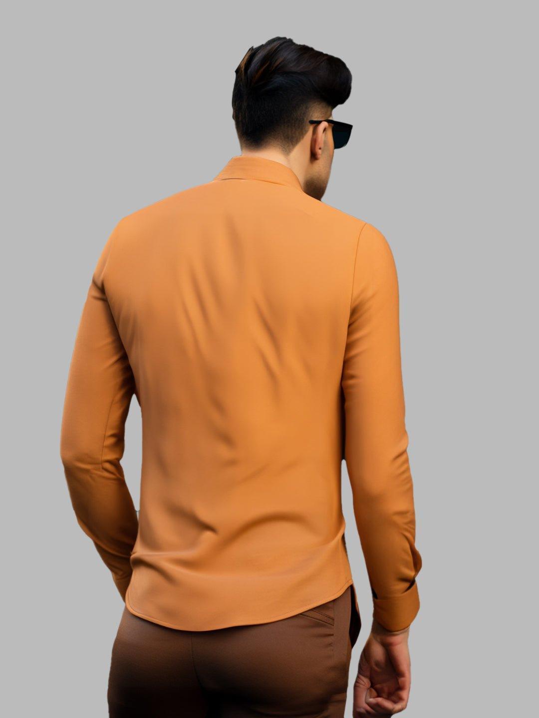 Colourblocked Smart Casual Orange Shirt - HE SPOKE - For Men