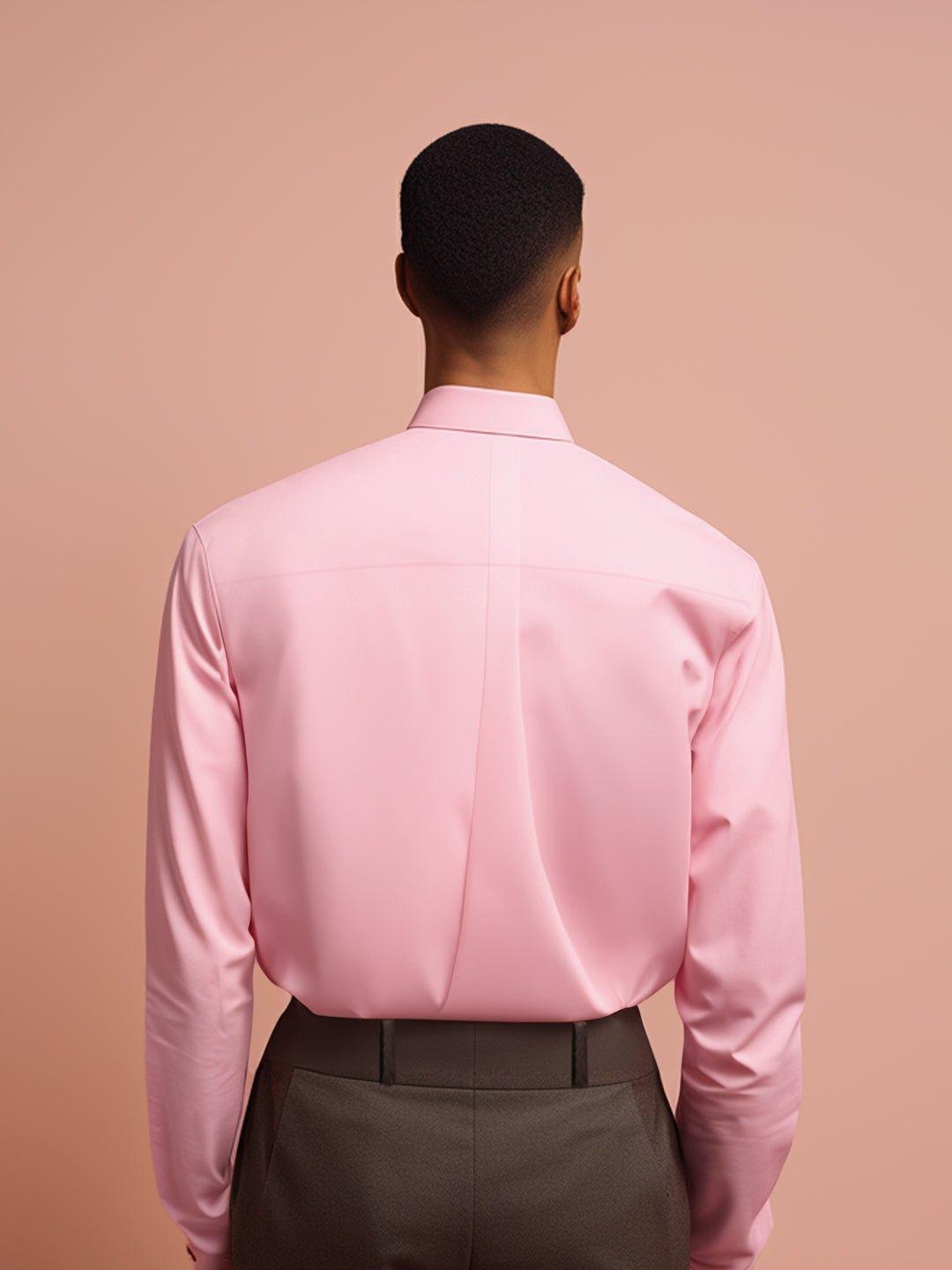 Colourblocked Smart Casual Pink Shirt - HE SPOKE - For Men