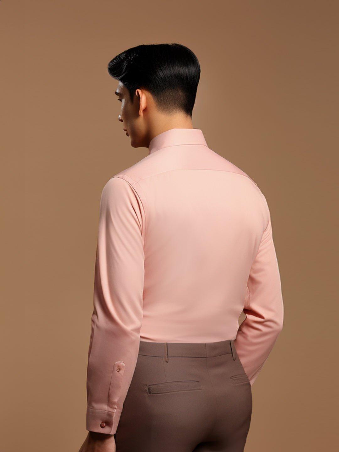 Colourblocked Smart Casual Pink Shirt - HE SPOKE - For Men