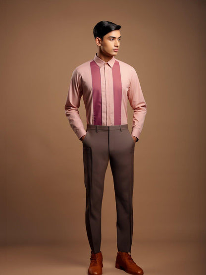 Colourblocked Smart Casual Pink Shirt - HE SPOKE - For Men