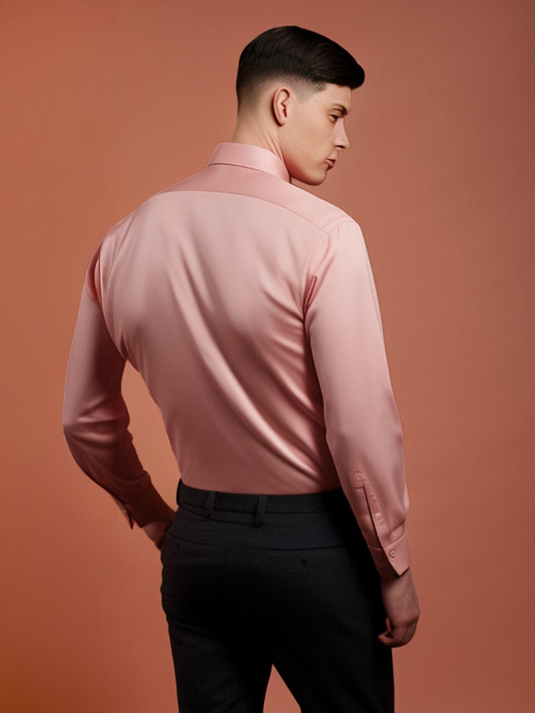 Colourblocked Smart Casual Pink Shirt - HE SPOKE - For Men