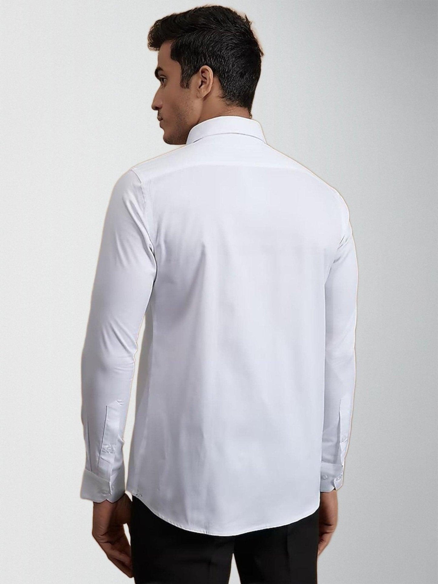 Colourblocked Smart Casual White Shirt - HE SPOKE - For Men