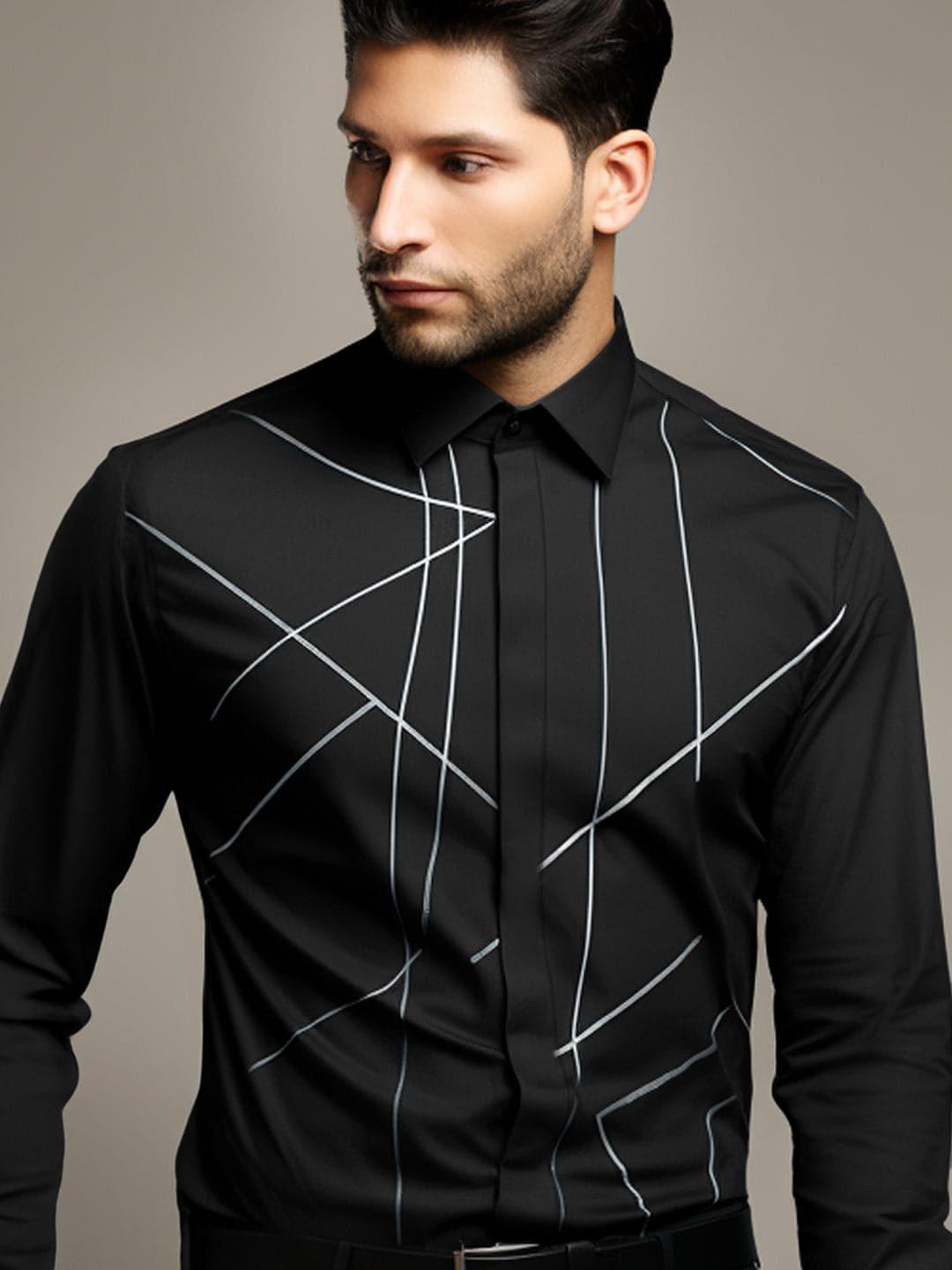 Embellished Party Wear Black Shirt - HE SPOKE - For Men