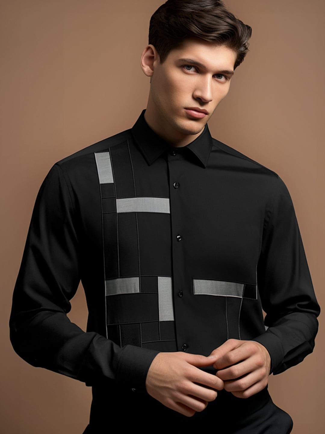 Embellished Party Wear Black Shirt - HE SPOKE - For Men