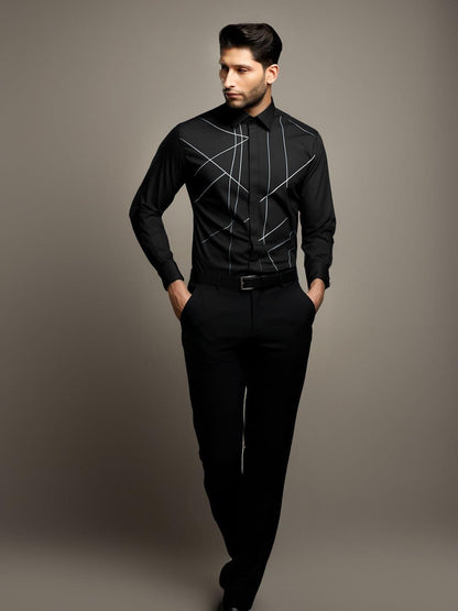 Embellished Party Wear Black Shirt - HE SPOKE - For Men