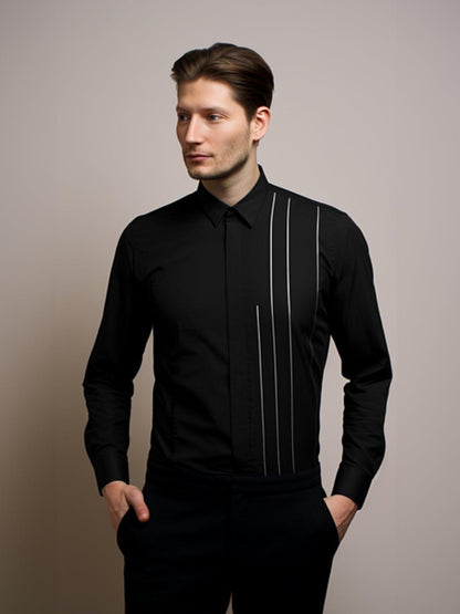 Embellished Party Wear Black Shirt - HE SPOKE - For Men