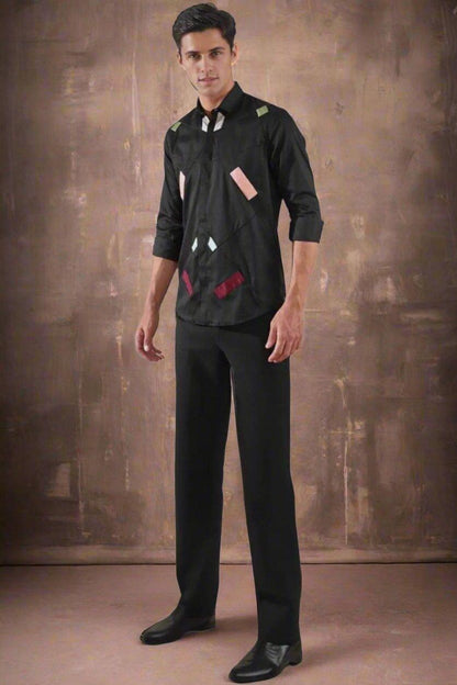 Embellished Party Wear Black Shirt - HE SPOKE - For Men