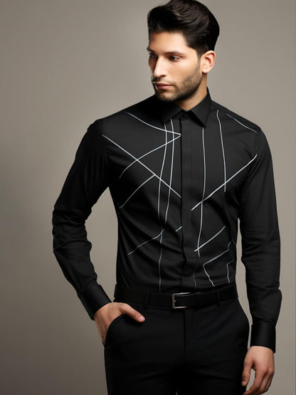 Embellished Party Wear Black Shirt - HE SPOKE - For Men