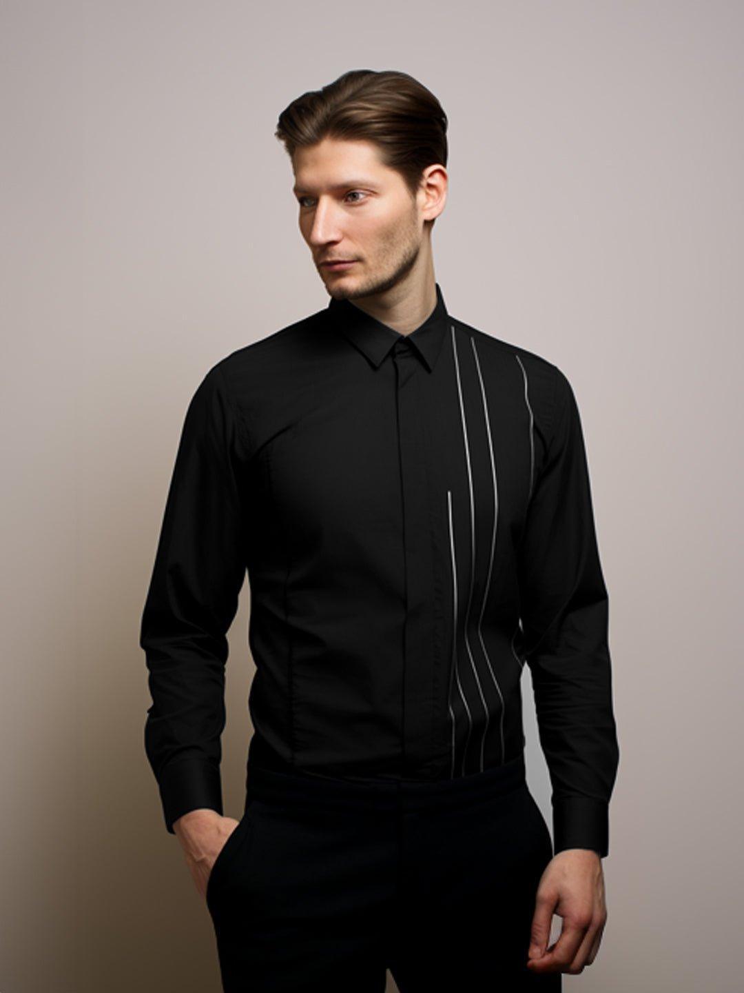 Embellished Party Wear Black Shirt - HE SPOKE - For Men