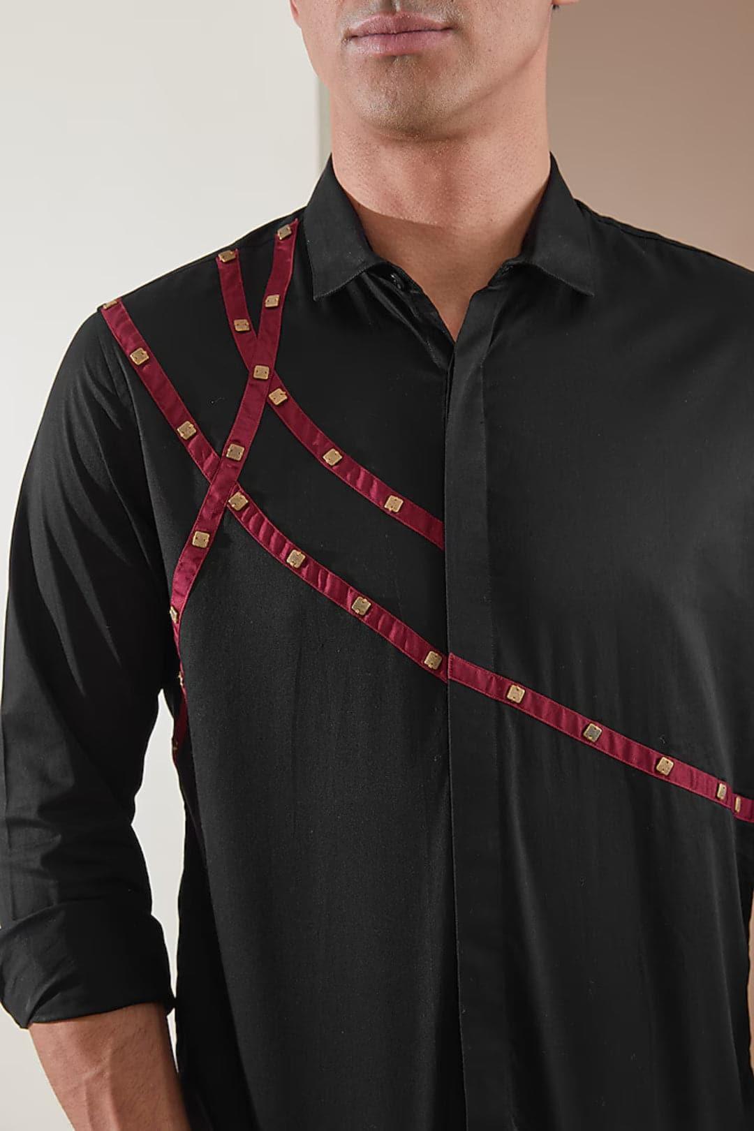 Embellished Party Wear Black Shirt - HE SPOKE - For Men