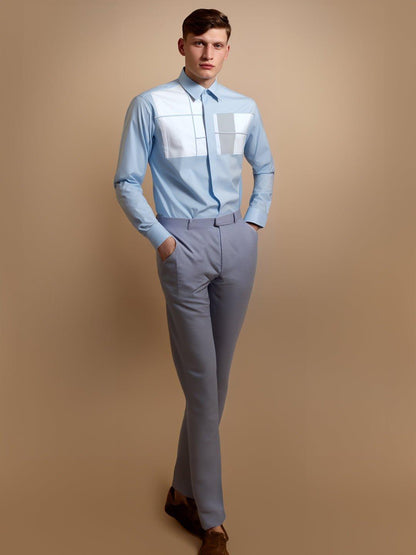 Embellished Party Wear Blue Shirt - HE SPOKE - For Men