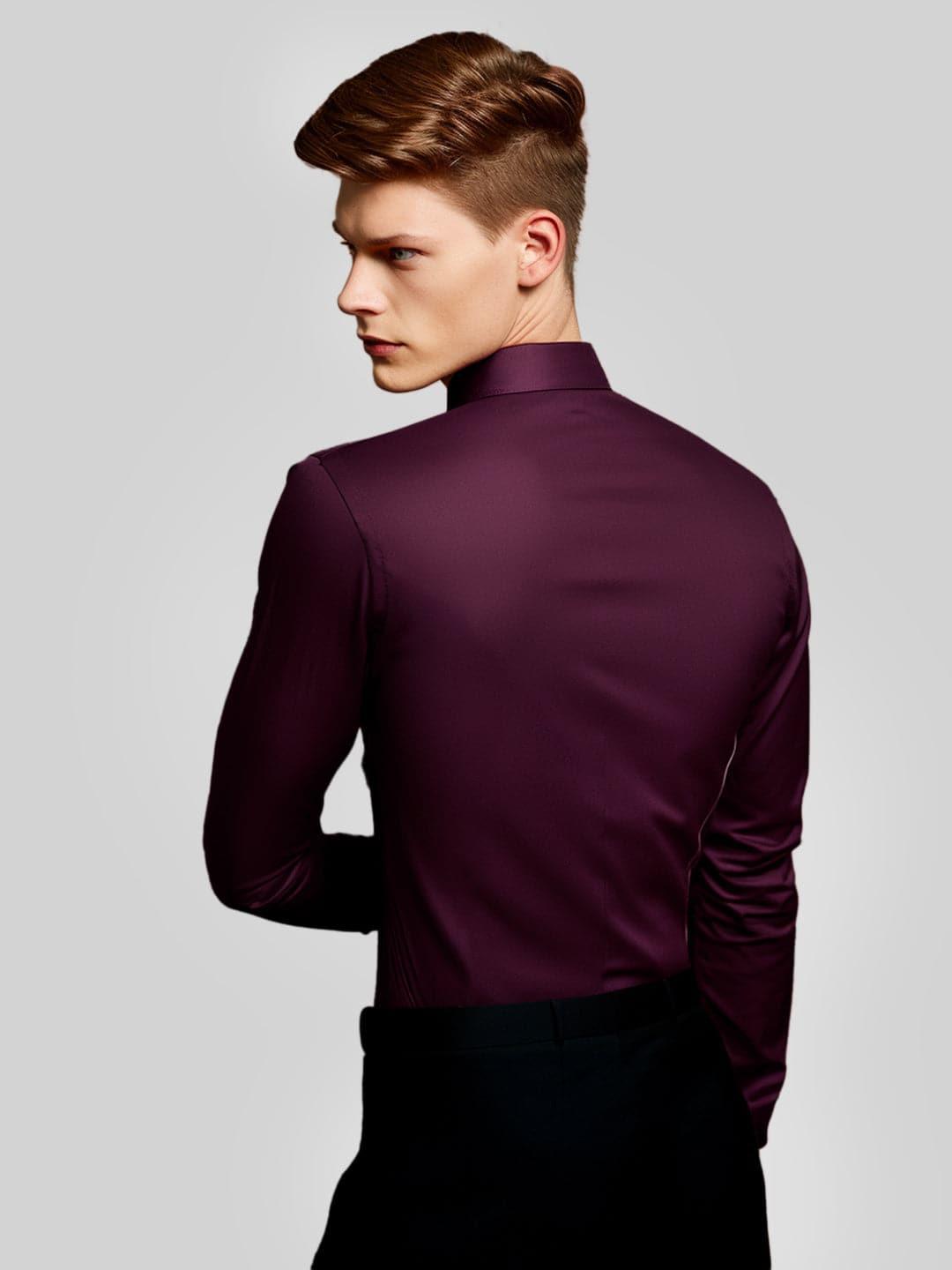 Embellished Party Wear Burgundy Shirt - HE SPOKE - For Men