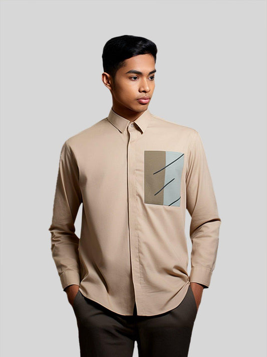 Embellished Semi Formal Cream Shirt - HE SPOKE - For Men