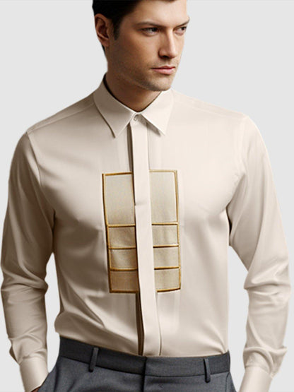 Embellished Smart Casual Cream Shirt - HE SPOKE - For Men