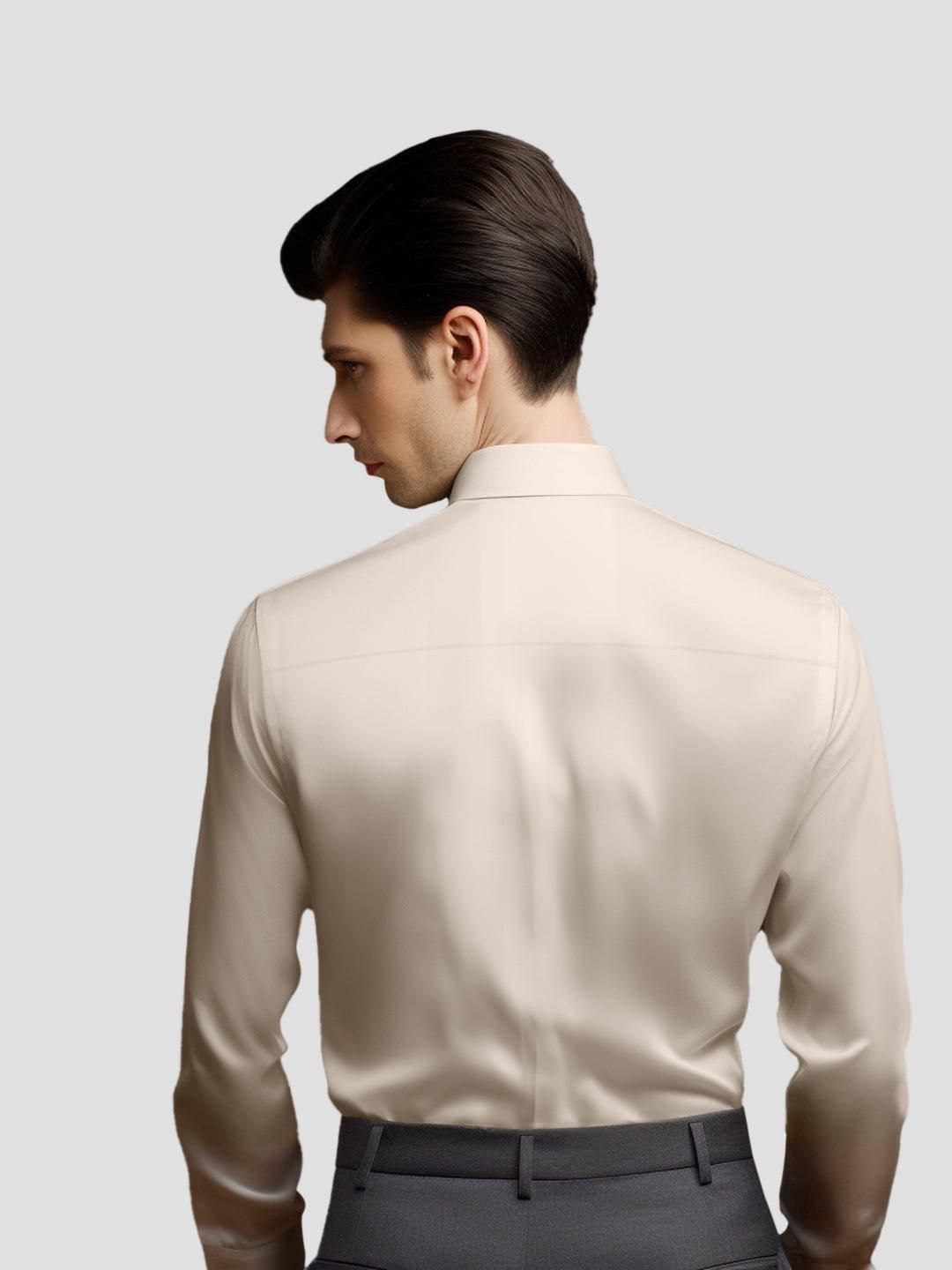 Embellished Smart Casual Cream Shirt - HE SPOKE - For Men