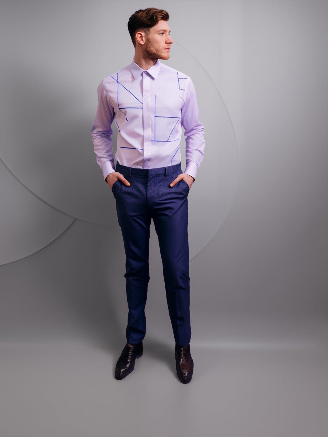 Embellished Smart Casual Lilac Shirt - HE SPOKE - For Men