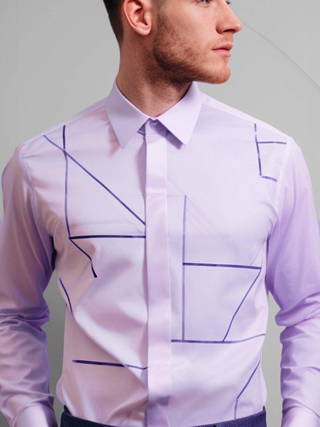 Embellished Smart Casual Lilac Shirt - HE SPOKE - For Men