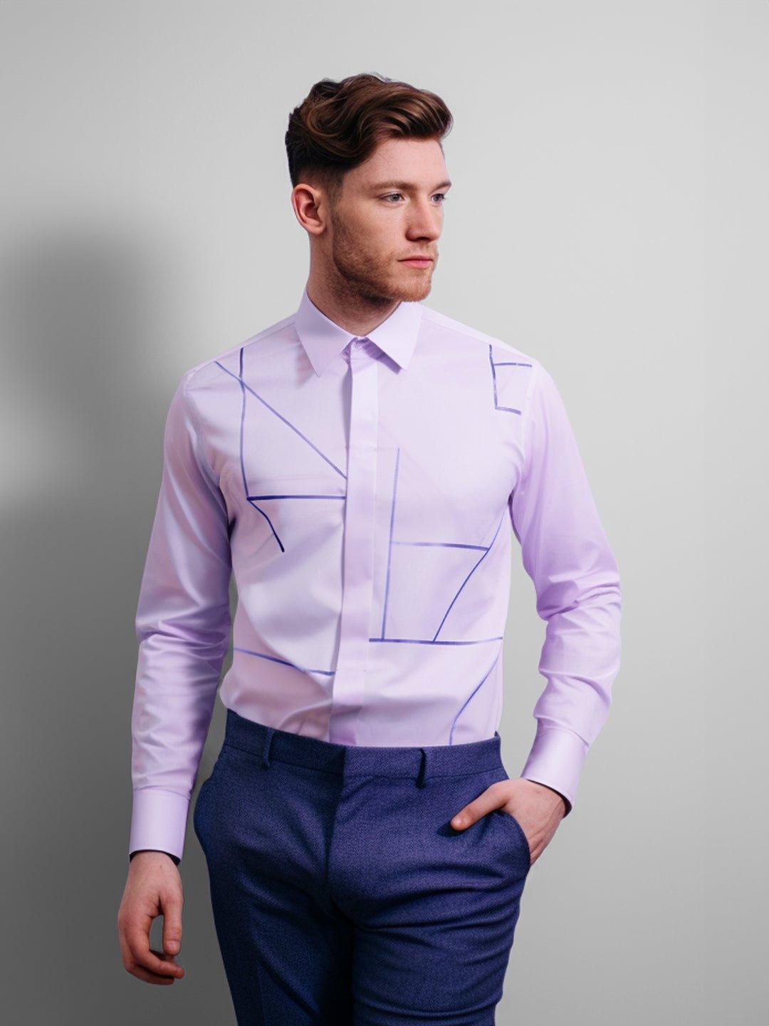 Embellished Smart Casual Lilac Shirt - HE SPOKE - For Men