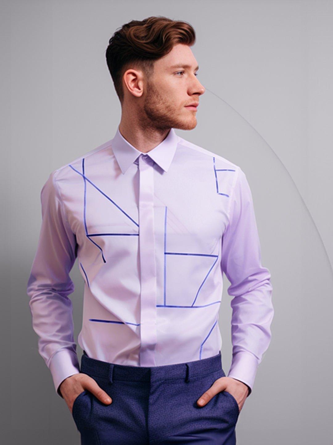 Embellished Smart Casual Lilac Shirt - HE SPOKE - For Men