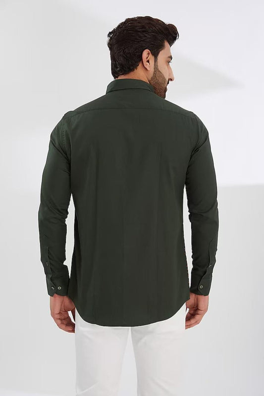 Embroidered Festive Olive Shirt - HE SPOKE - For Men