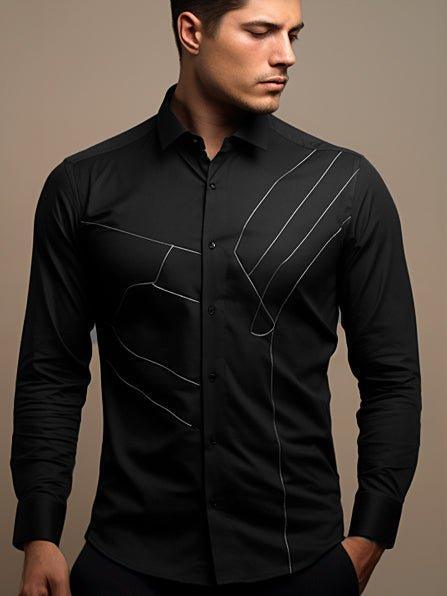 Embroidered Party Wear Black Shirt - HE SPOKE - For Men