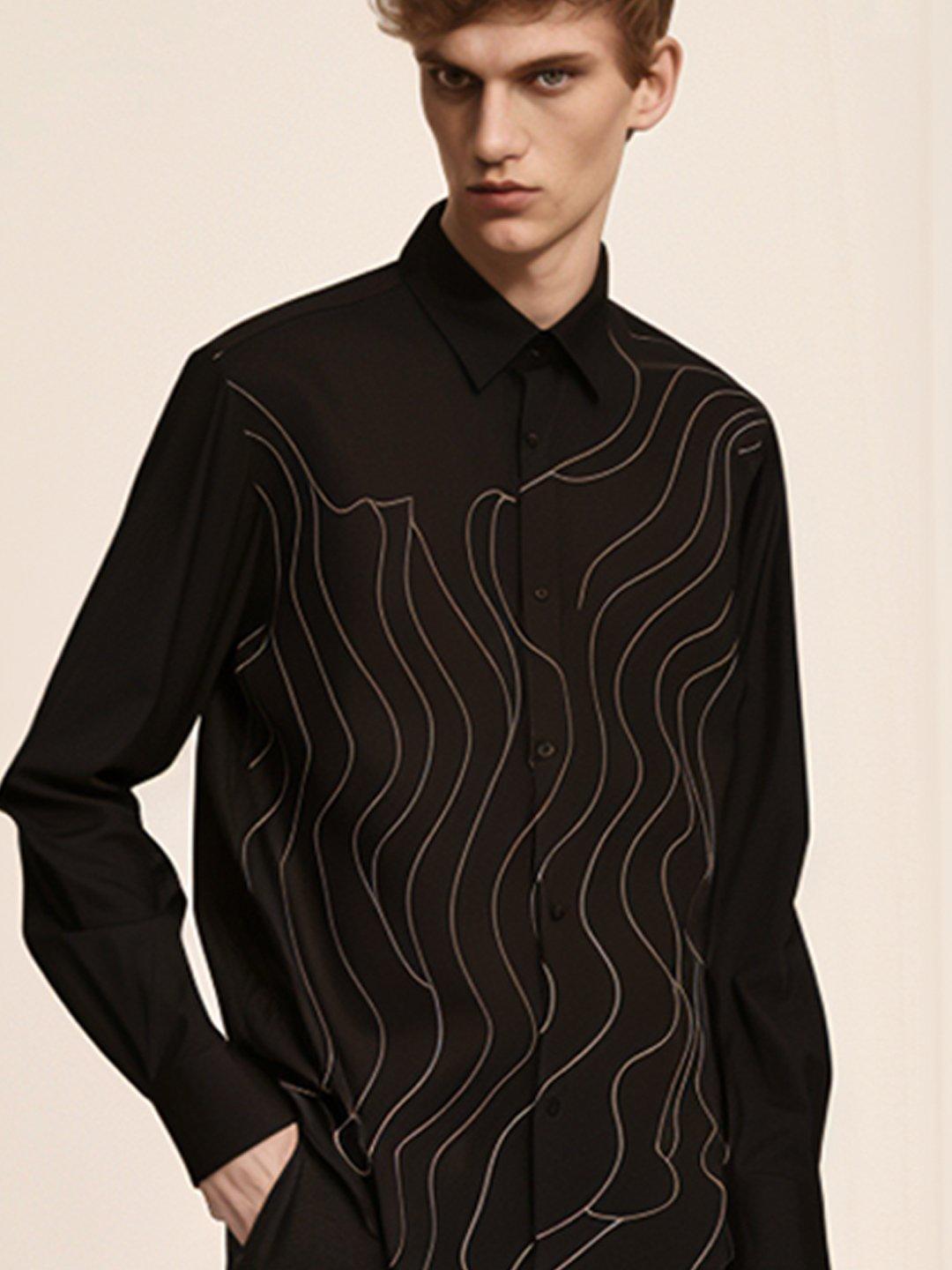 Embroidered Party Wear Black Shirt - HE SPOKE - For Men