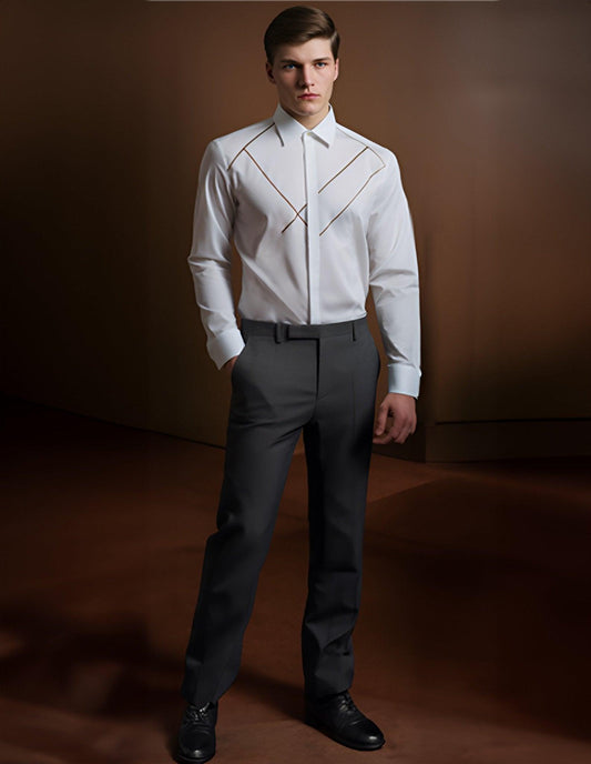 Embroidered Party Wear White Shirt - HE SPOKE - For Men