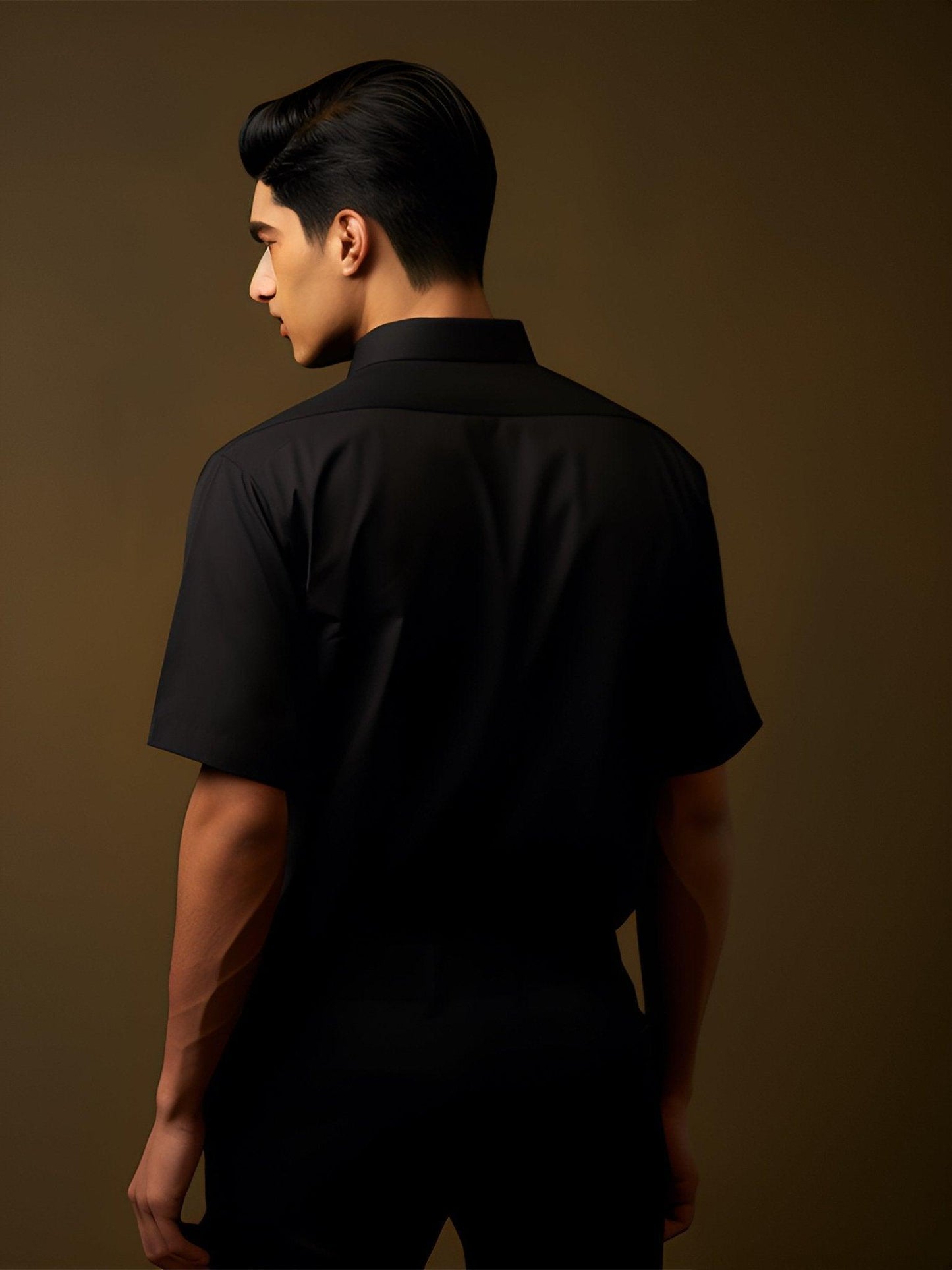 Embroidered Semi Formal Black Shirt - HE SPOKE - For Men