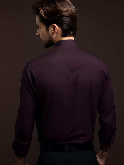 Embroidered Semi Formal Burgundy Shirt - HE SPOKE - For Men