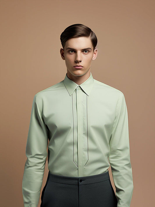 Embroidered Semi Formal Green Shirt - HE SPOKE - For Men