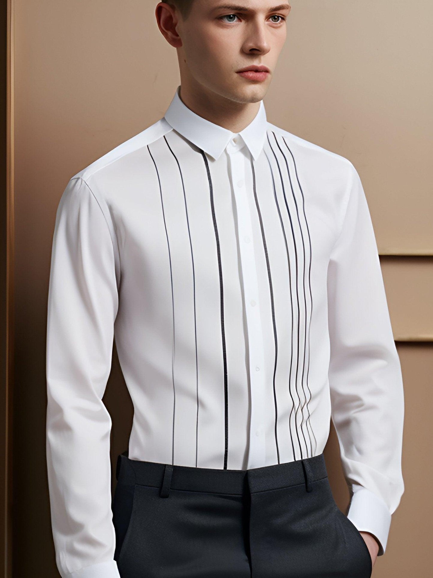 Embroidered Semi Formal White Shirt - HE SPOKE - For Men