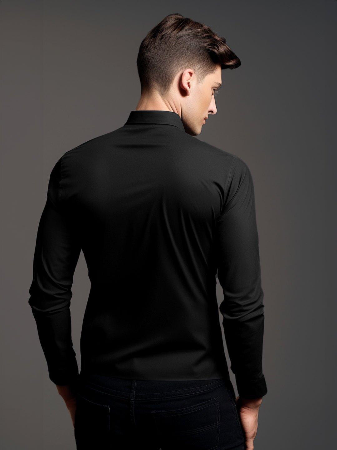 Panel Party Wear Black Shirt - HE SPOKE - For Men