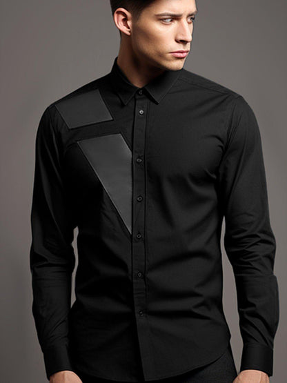 Panel Party Wear Black Shirt - HE SPOKE - For Men